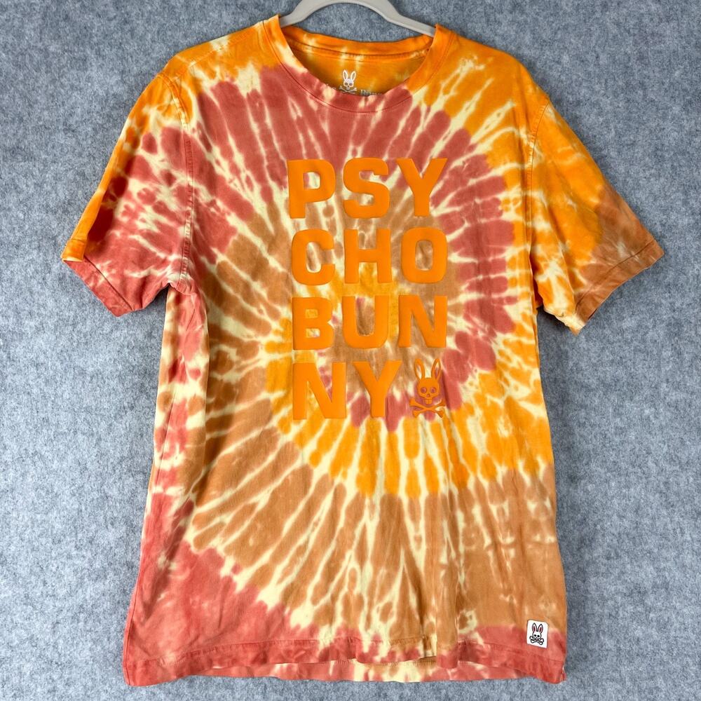 Psycho Bunny Cranwich Tie Dye T Shirt Mens 5 Medium Pima Cotton Logo Graphics